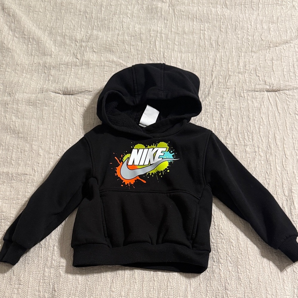 Nike Kids Black Hoodie with Colorful Logo